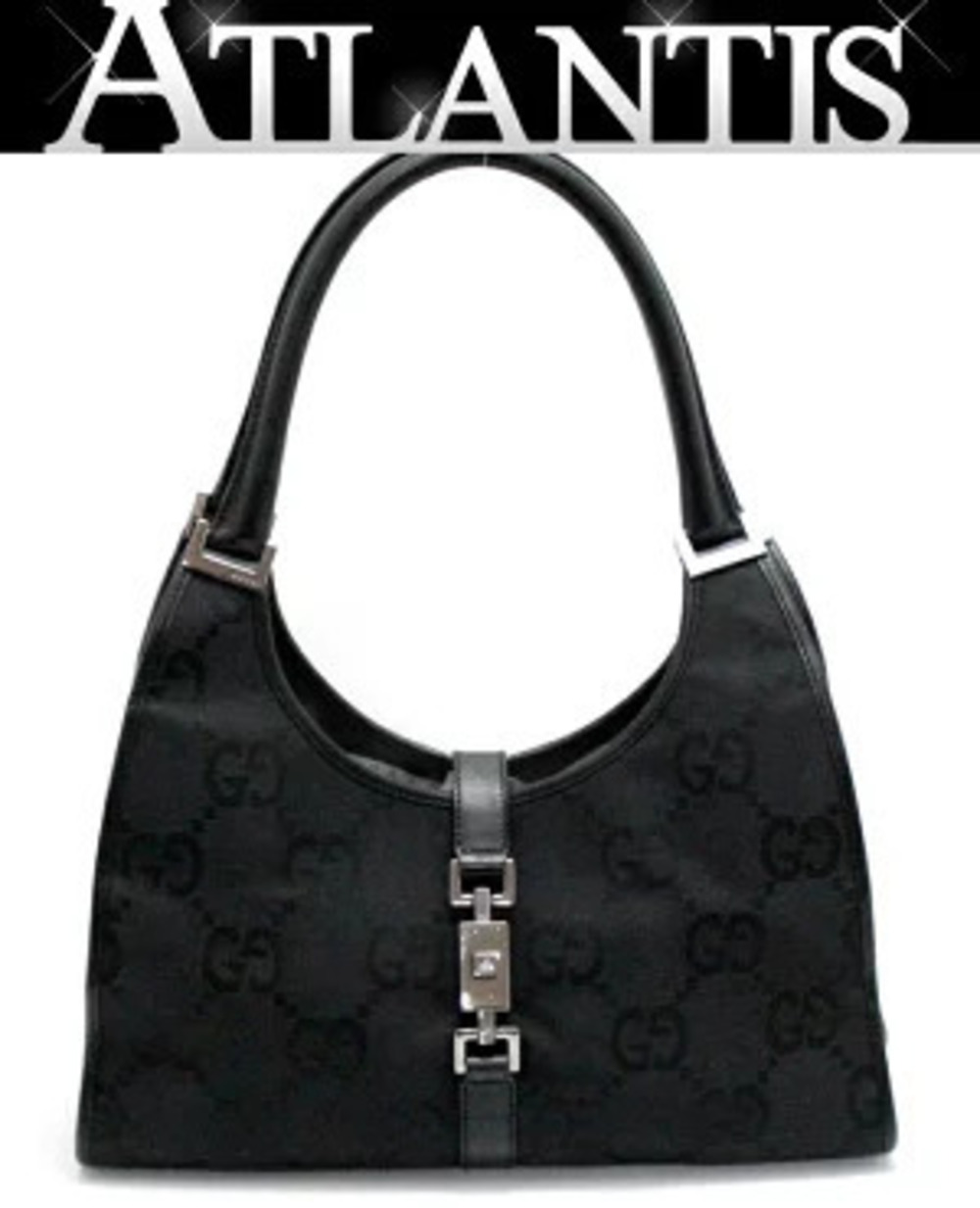Gucci Jackie Jumbo GG Handbag Hobo Bag Canvas x Leather Black